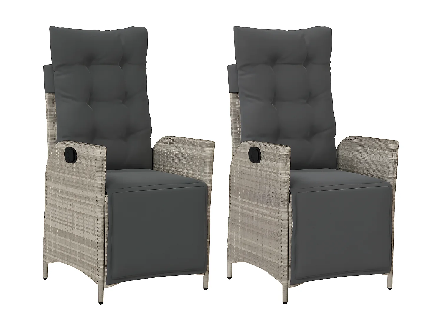 Chaises inclinables de jardin lot de 2 avec repose-pied rotin