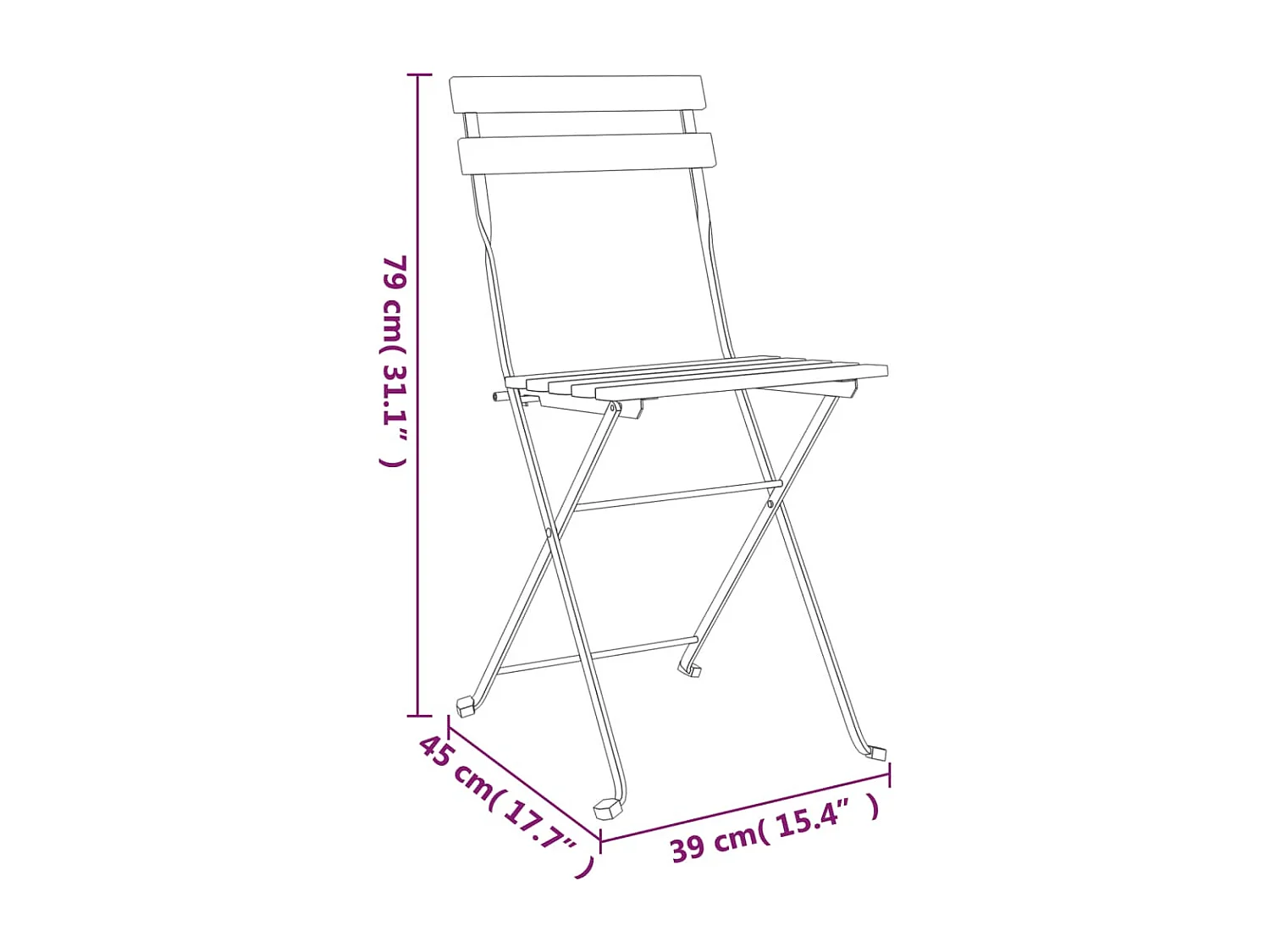 Chaises de bistrot pliantes lot de 4 Bois teck solide et acier