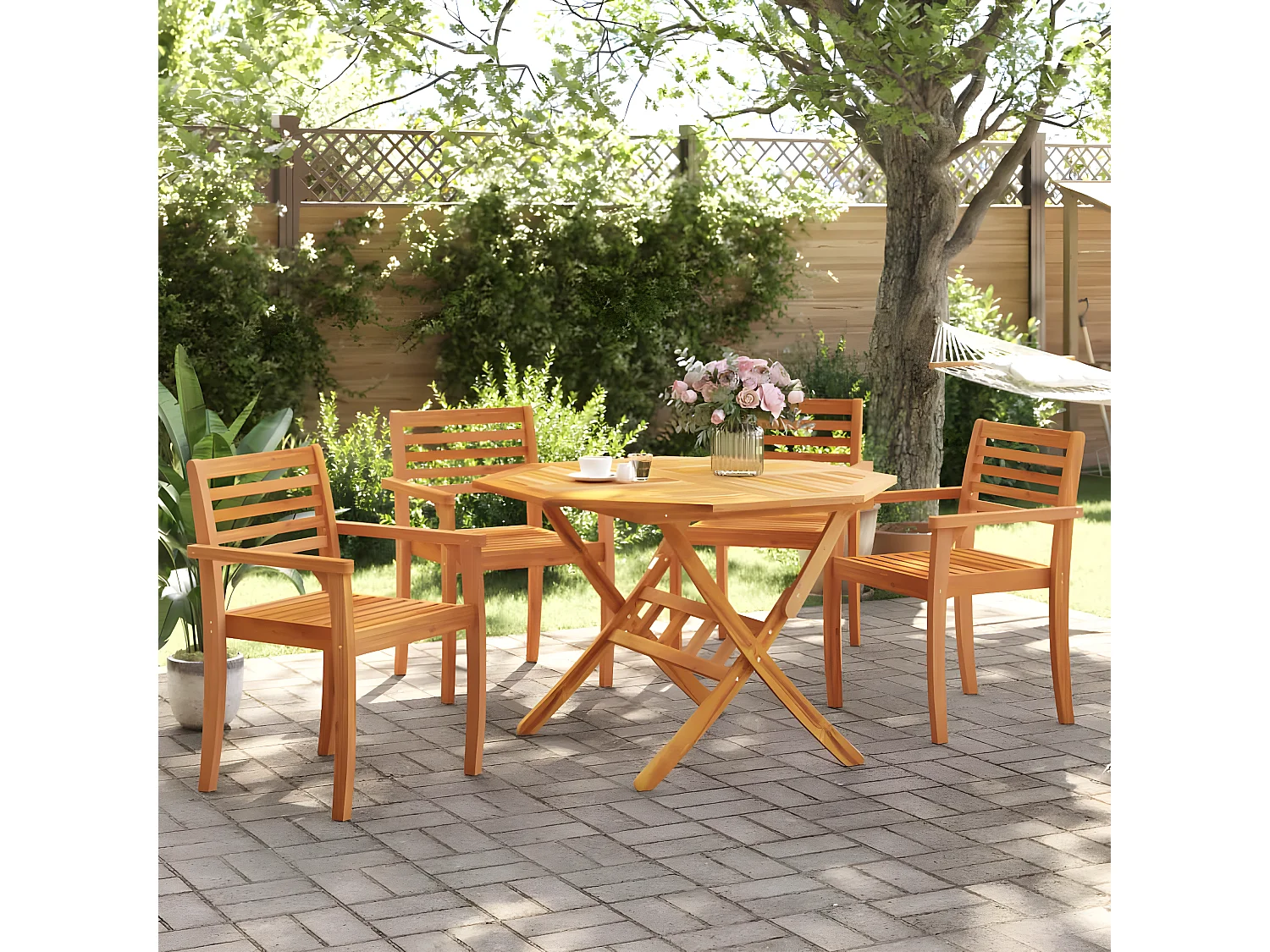 Chaises de jardin lot de 4 59x55x85 bois massif d'acacia