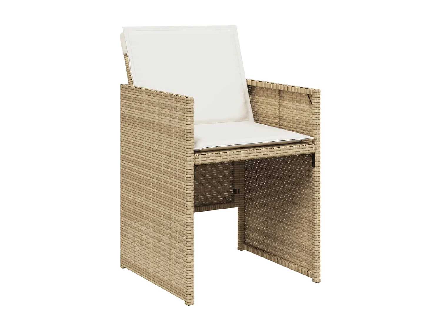 Chaises de jardin avec coussins lot de 4 beige résine tressée