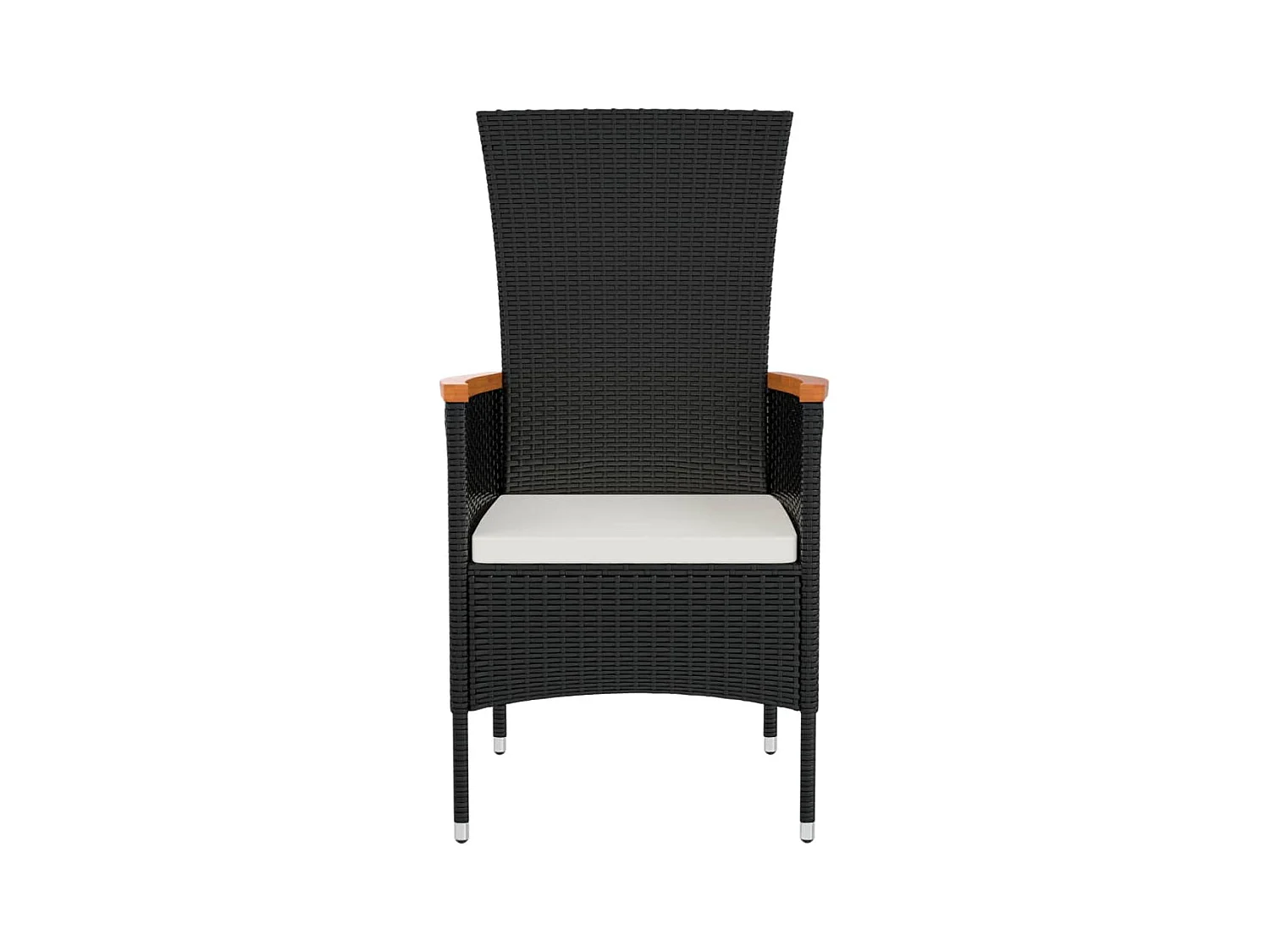 Chaises de jardin lot de 4 avec coussins Résine tressée Noir