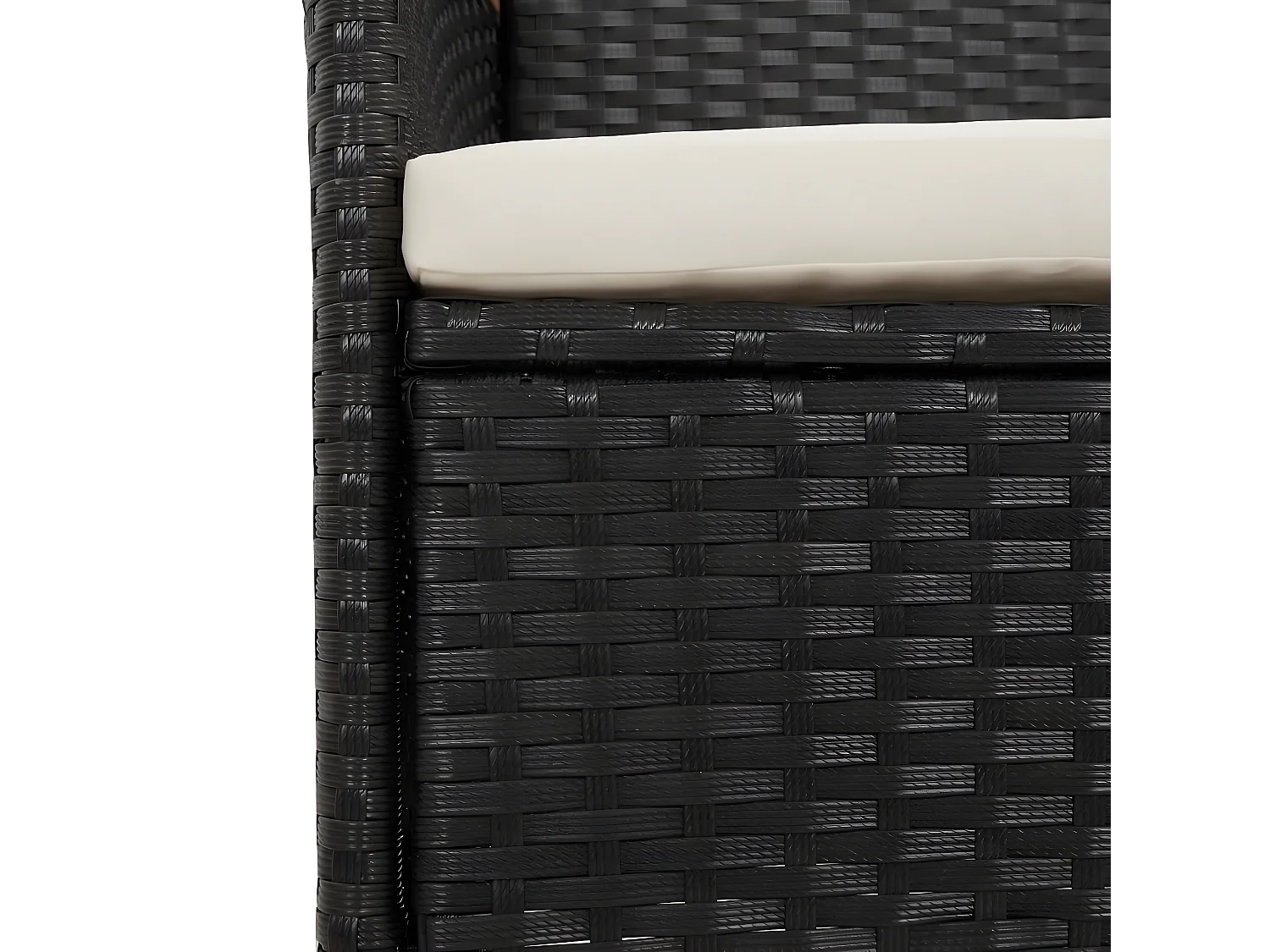 Chaises de jardin lot de 4 avec coussins Résine tressée Noir