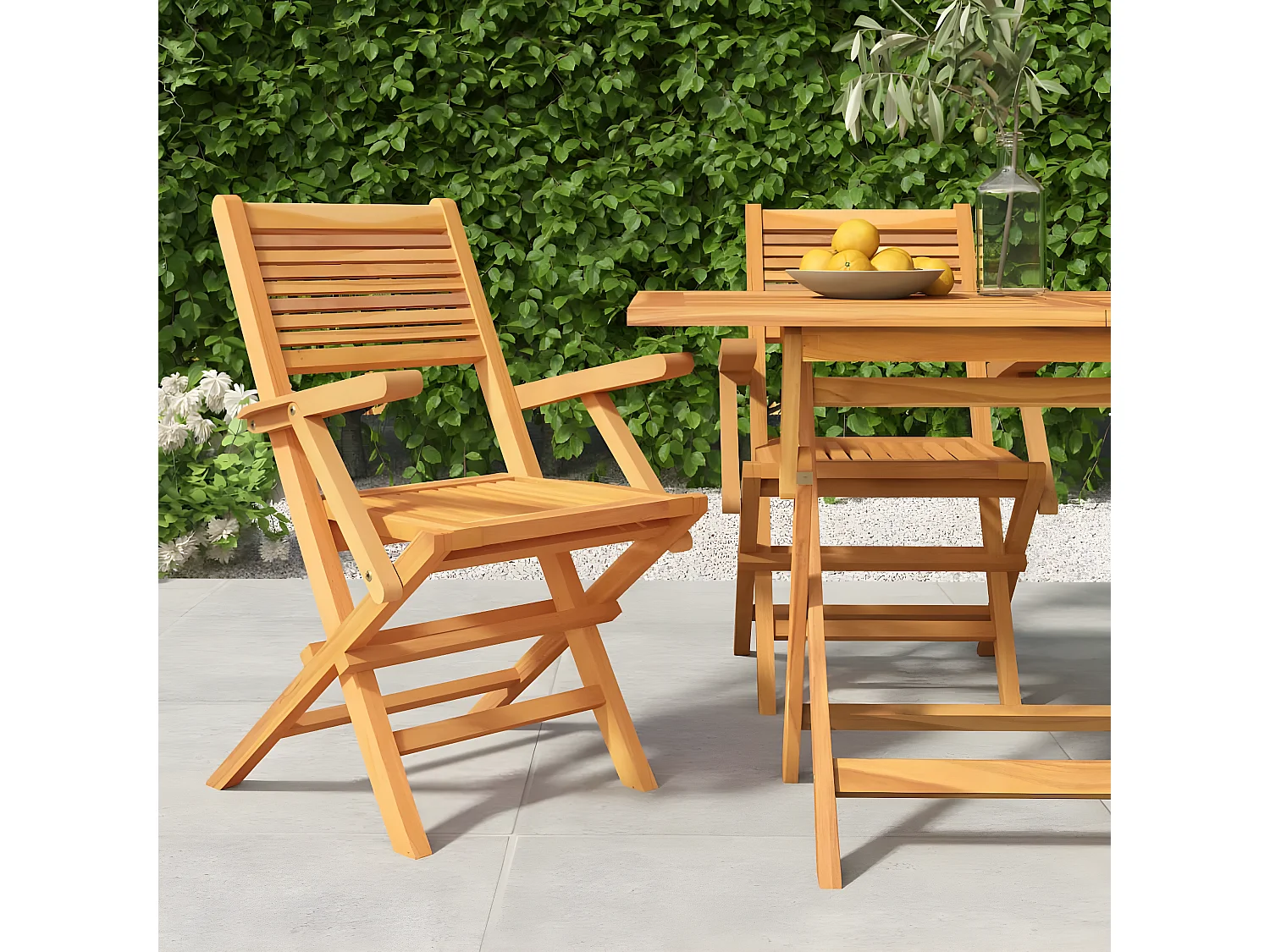 Chaises de jardin pliantes 2 pcs 55x62x90 bois massif teck