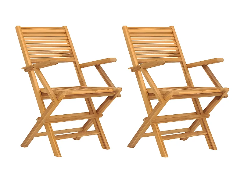 Chaises de jardin pliantes 2 pcs 55x62x90 bois massif teck