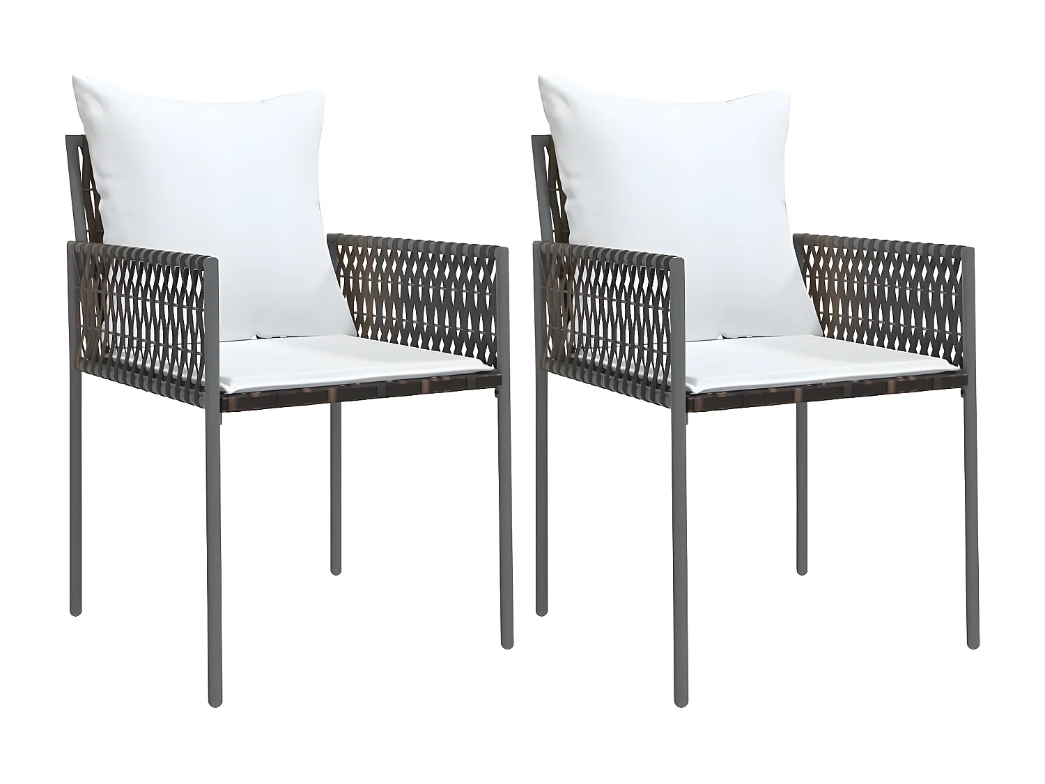 Chaises de jardin et coussins lot de 2 marron 54x61x83 rotin