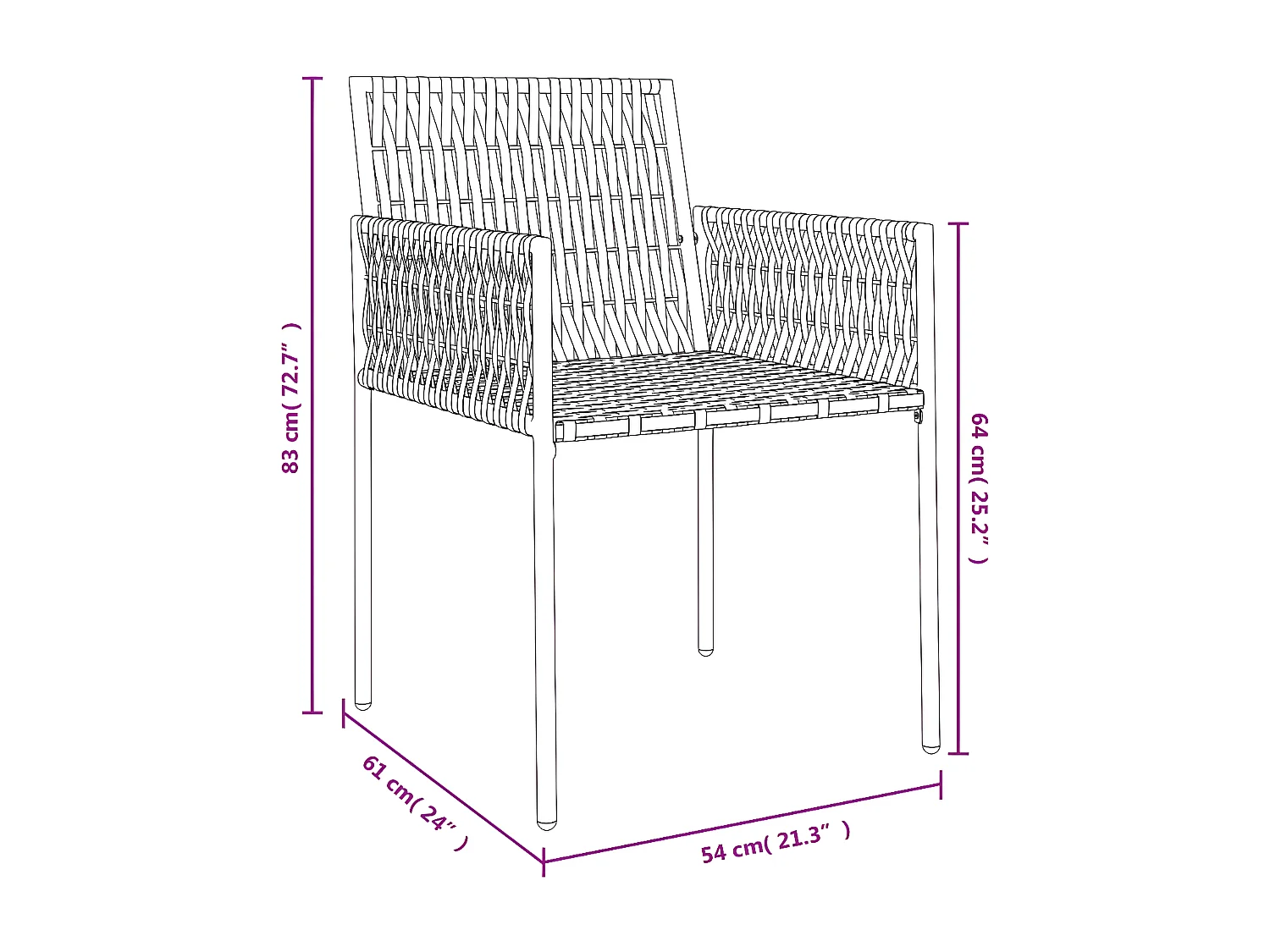 Chaises de jardin et coussins lot de 2 marron 54x61x83 rotin