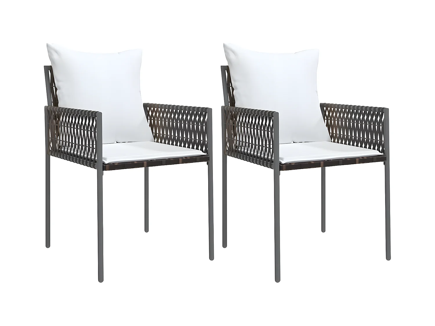 Chaises de jardin et coussins lot de 2 marron 54x61x83 rotin