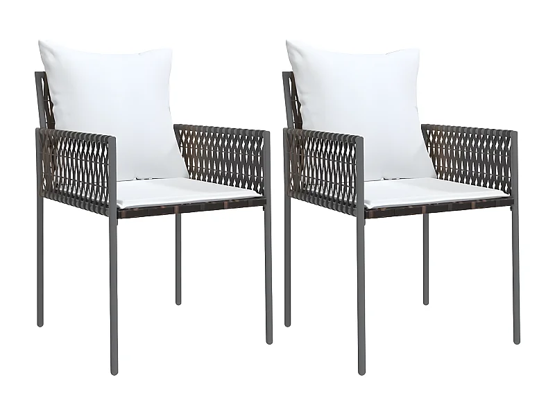Chaises de jardin et coussins lot de 2 marron 54x61x83 rotin