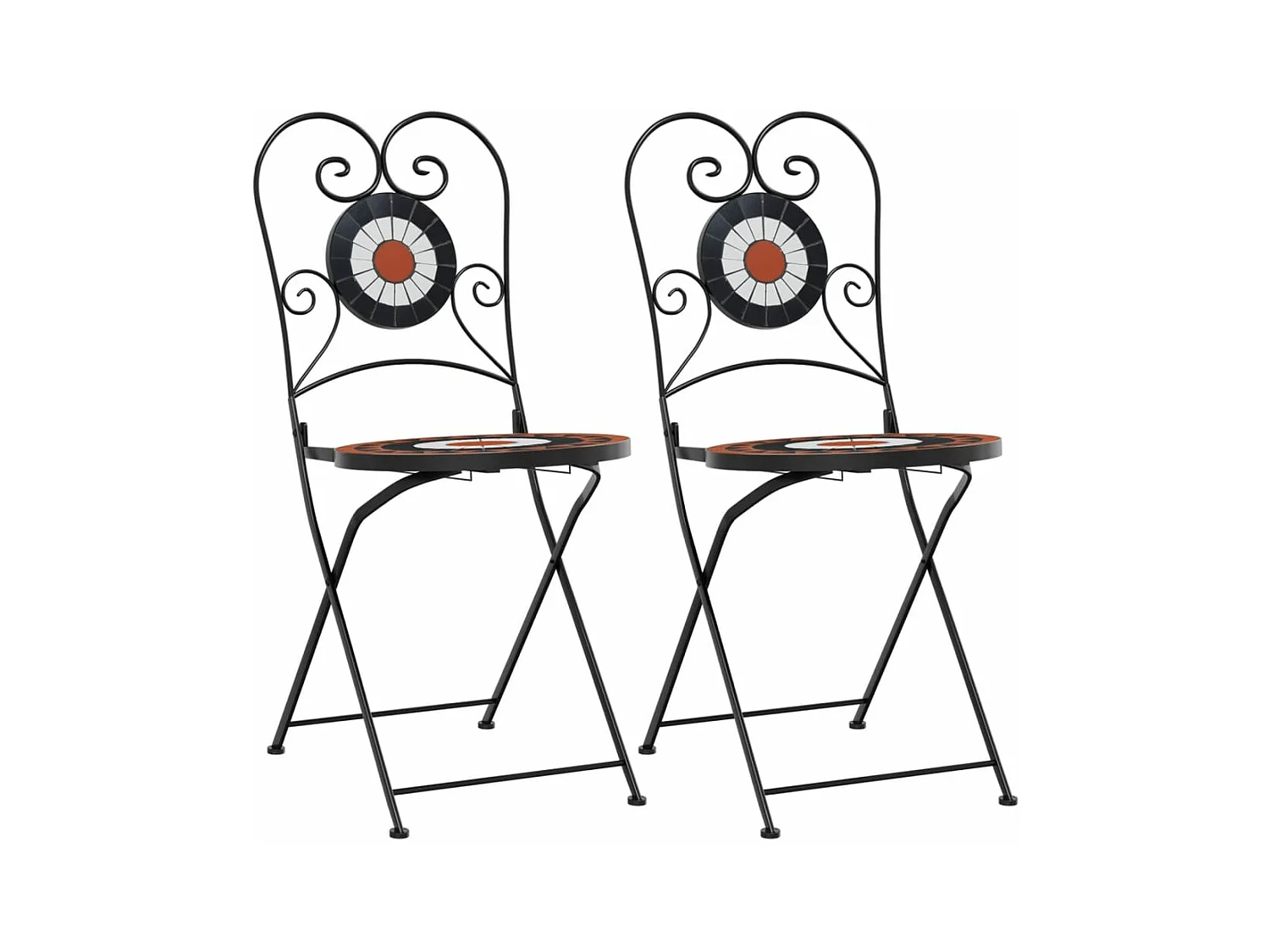 Chaises de bistro pliables 2 pcs terre cuite et blanc céramique