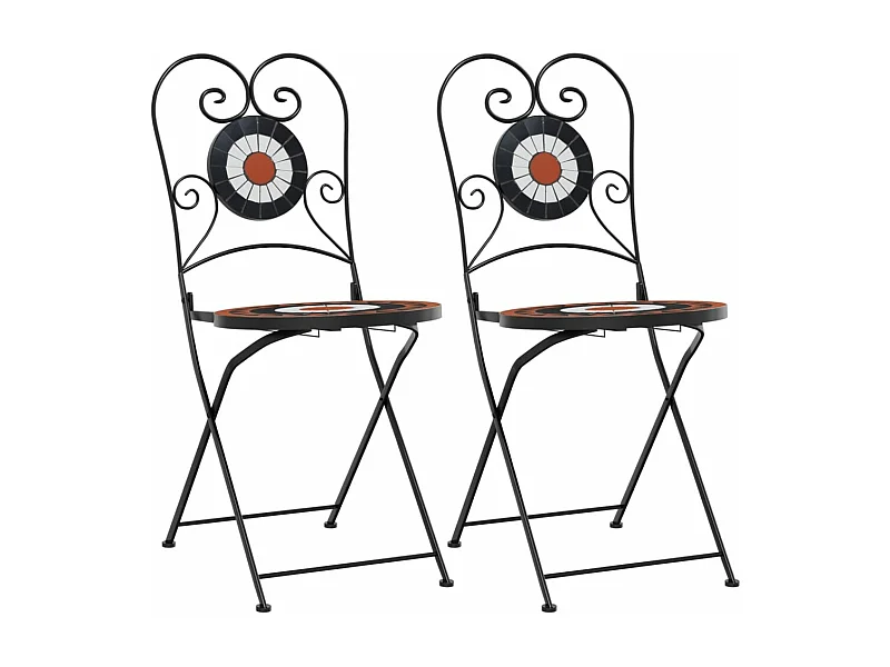 Chaises de bistro pliables 2 pcs terre cuite et blanc céramique