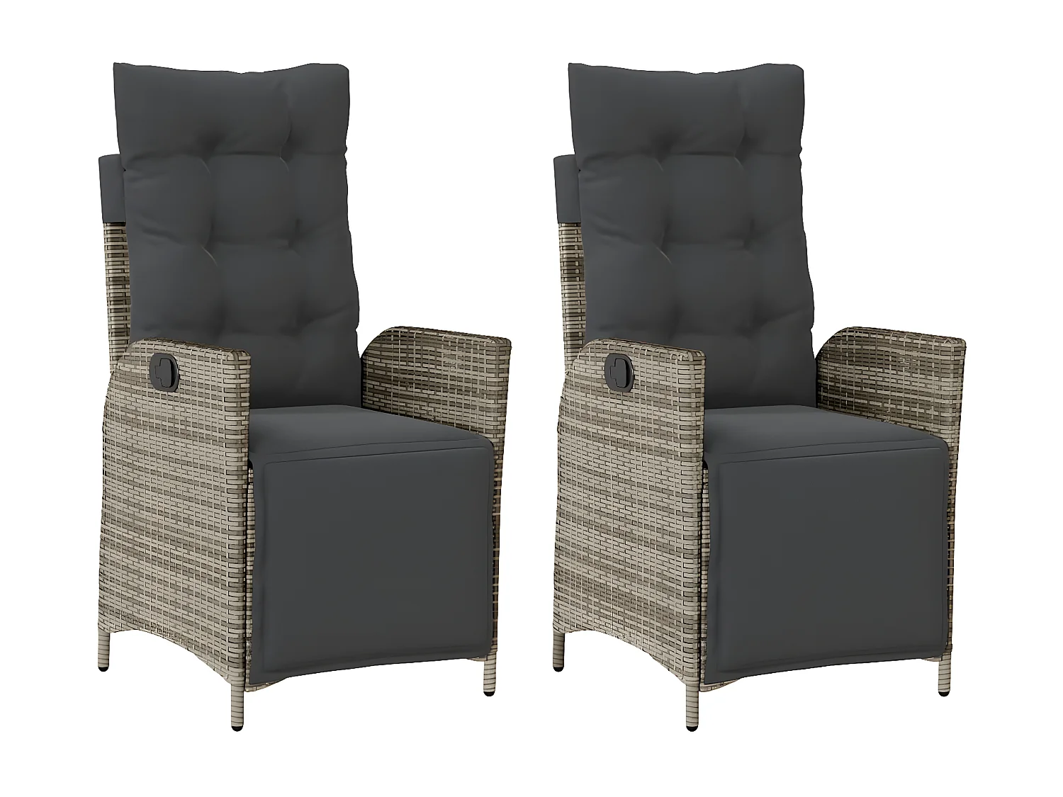 Chaises inclinables de jardin lot de 2 et repose-pied rotin