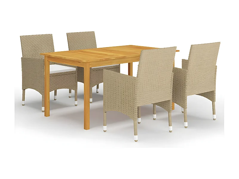 Ensemble de salle à manger de jardin 5 pcs Beige 6