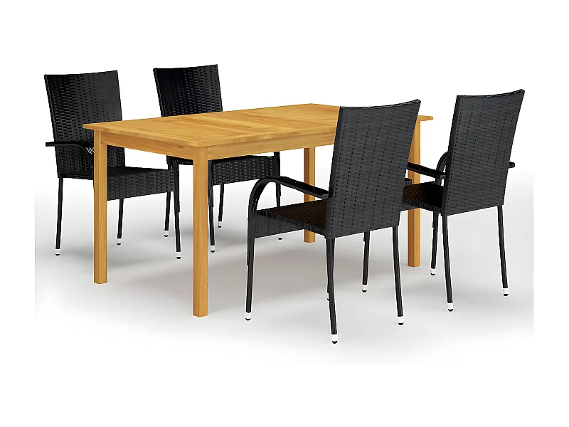 Ensemble de salle à manger de jardin 5 pcs Noir 70