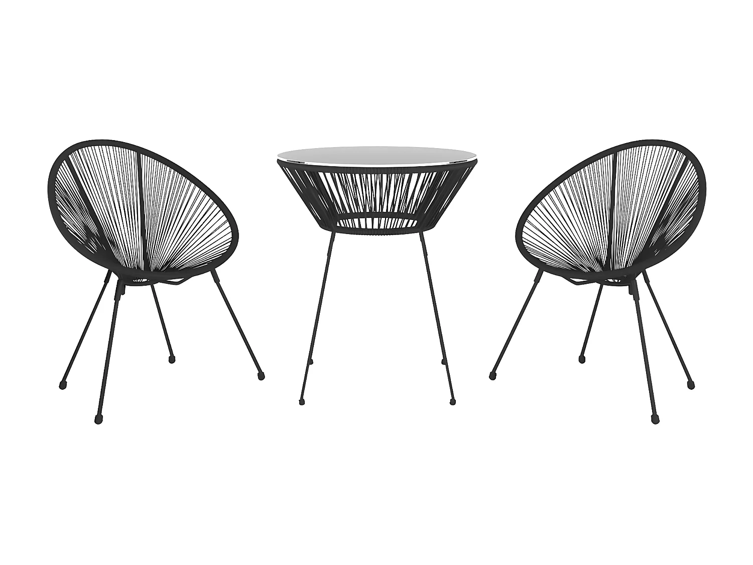 Ensemble à dîner d'extérieur 3 pcs Rotin PVC Noir 2