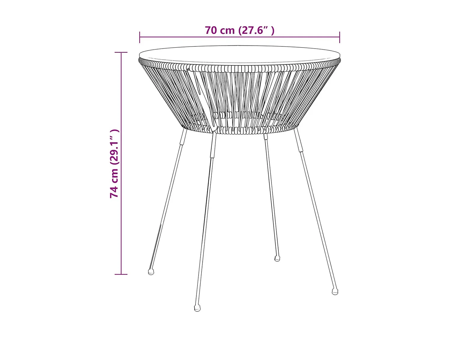 Ensemble à dîner d'extérieur 3 pcs Rotin PVC Noir 2