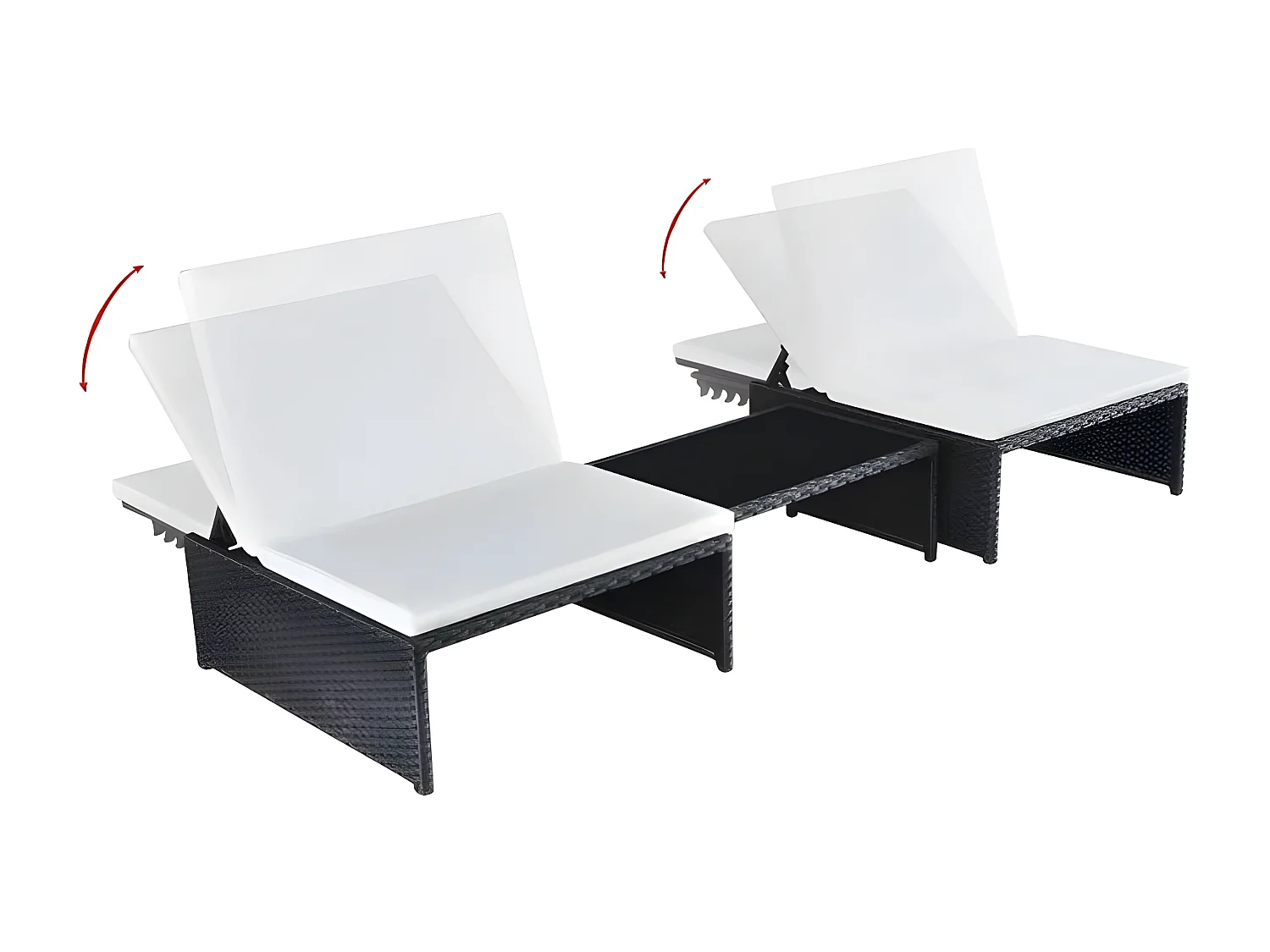 Set de 2 chaises et 1 table tissu blanc et résine noire Toani