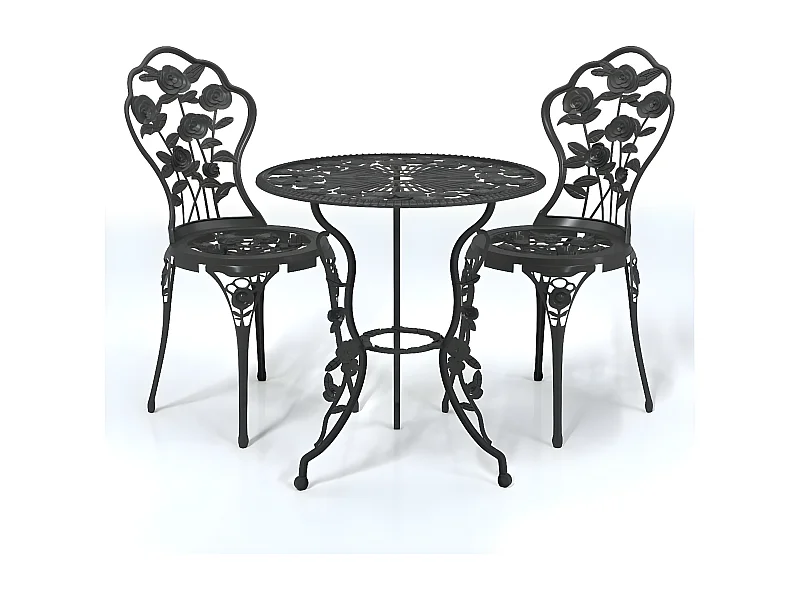Ensemble de bistro 3 pcs Aluminium coulé Noir 6