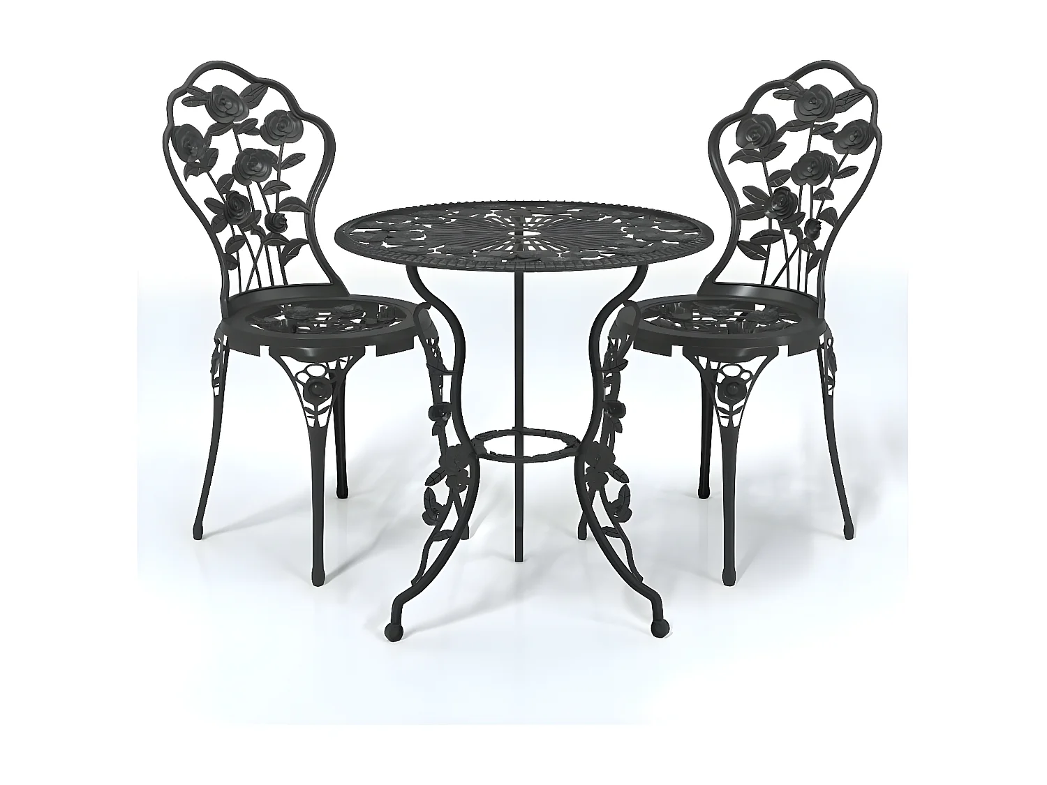 Ensemble de bistro 3 pcs Aluminium coulé Noir 6