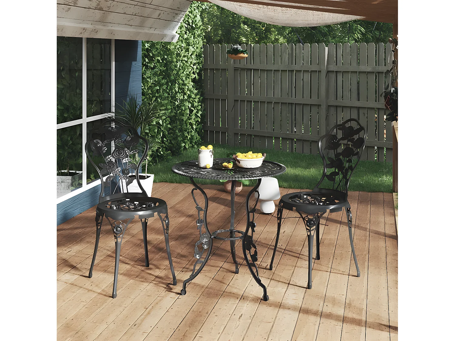 Ensemble de bistro 3 pcs Aluminium coulé Noir 6