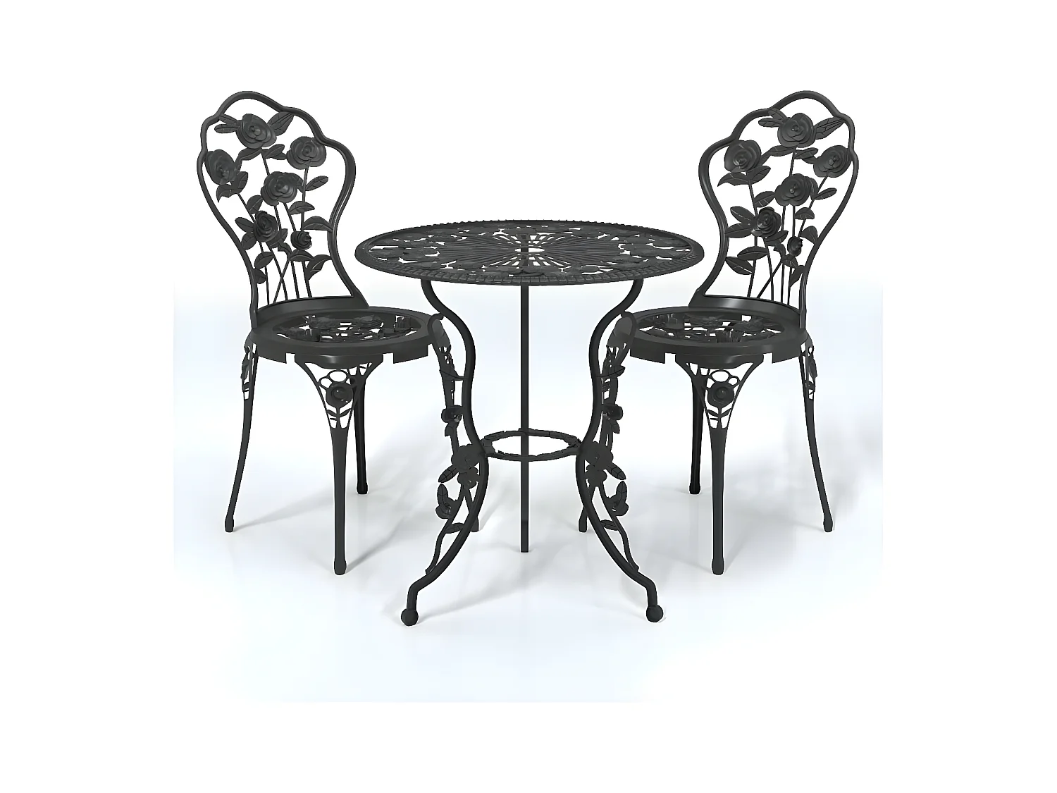 Ensemble de bistro 3 pcs Aluminium coulé Noir 6