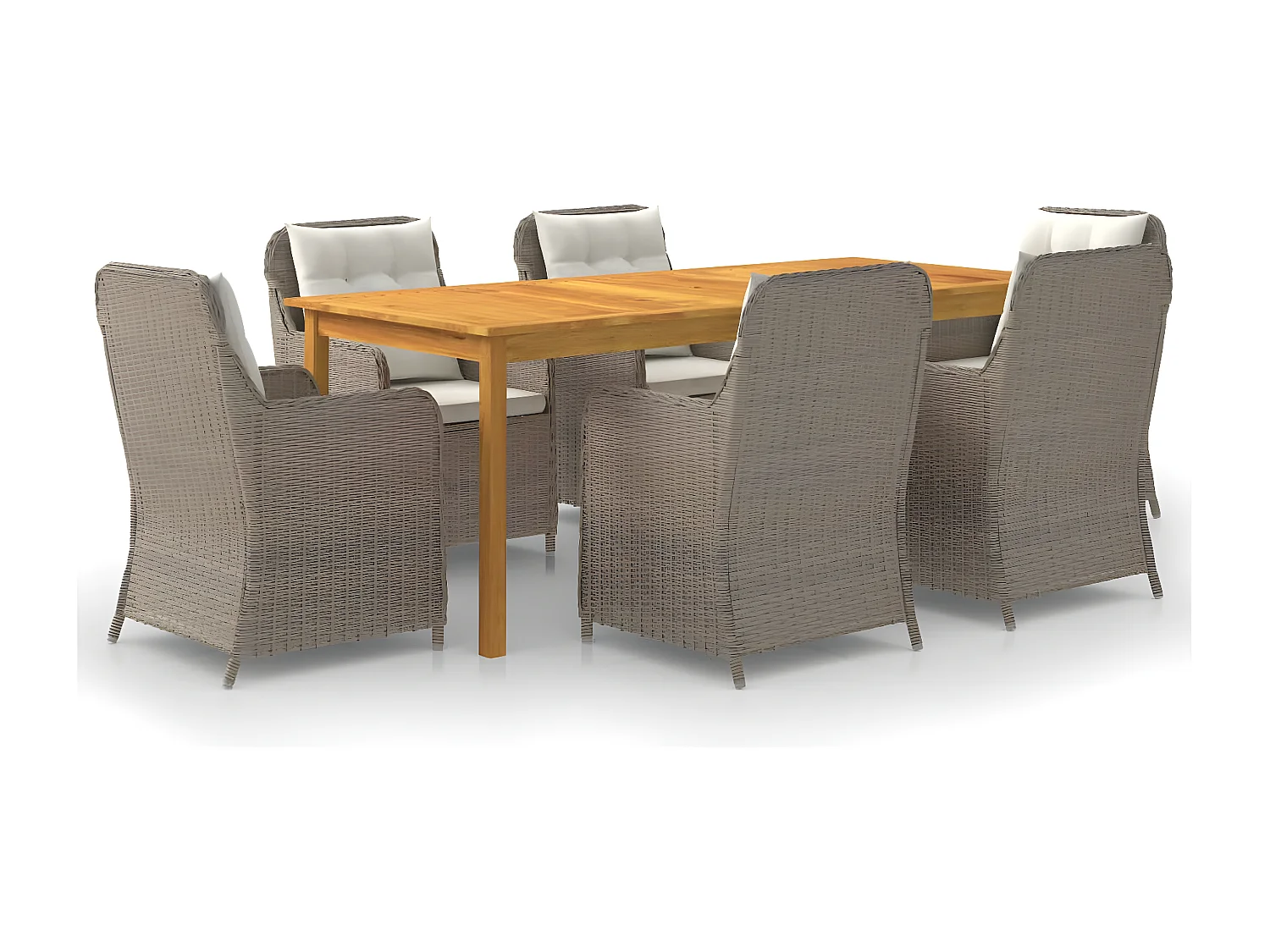 Ensemble de salle à manger de jardin 7 pcs Marron 4