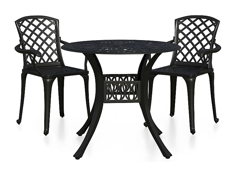 Ensemble de bistro 3 pcs Aluminium coulé Noir 7