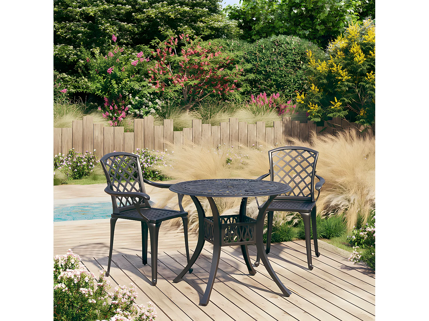 Ensemble de bistro 3 pcs Aluminium coulé Noir 7