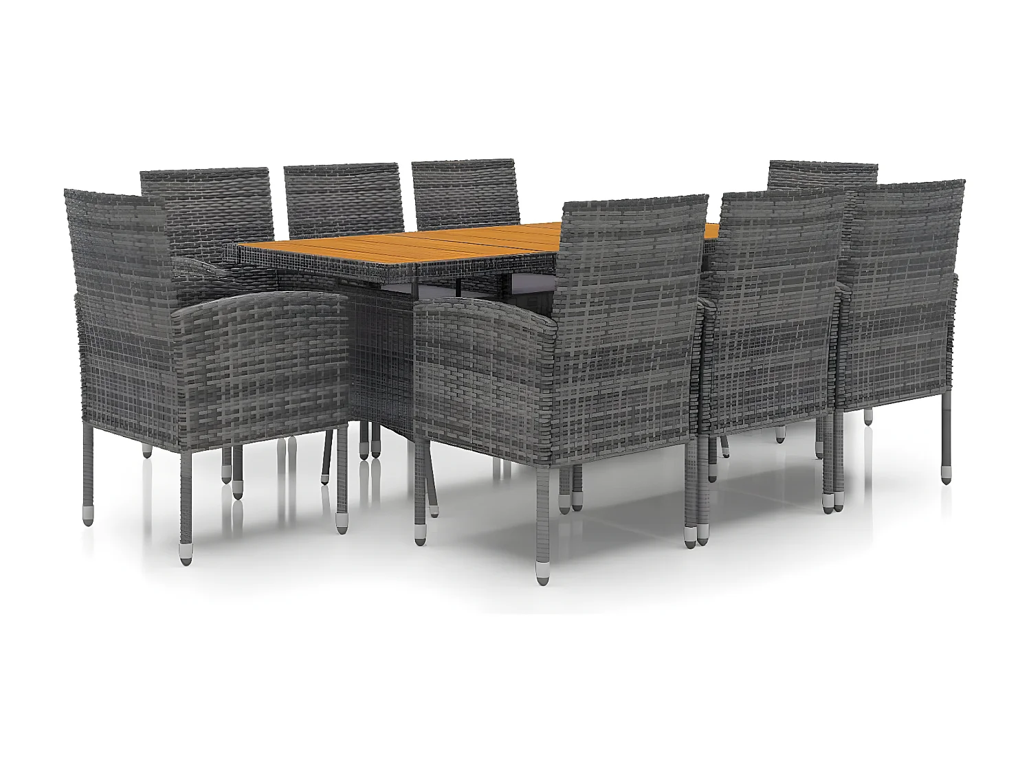 Mobilier à dîner d'extérieur 9 pcs Résine tressée Gris