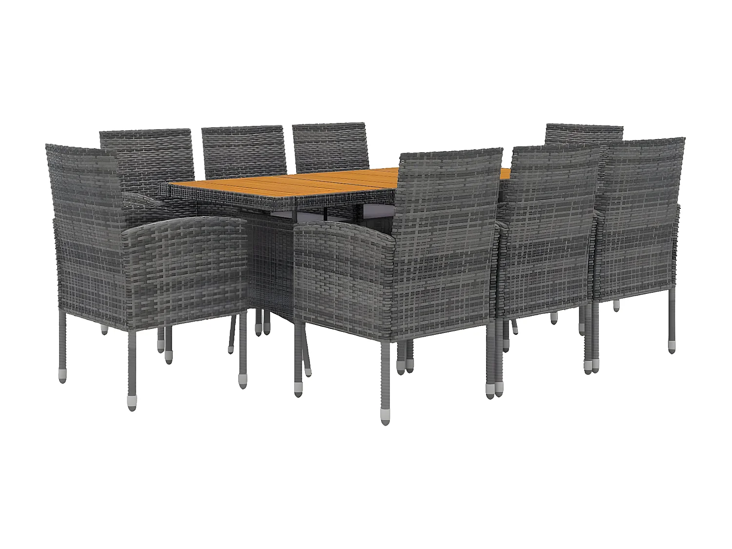 Mobilier à dîner d'extérieur 9 pcs Résine tressée Gris