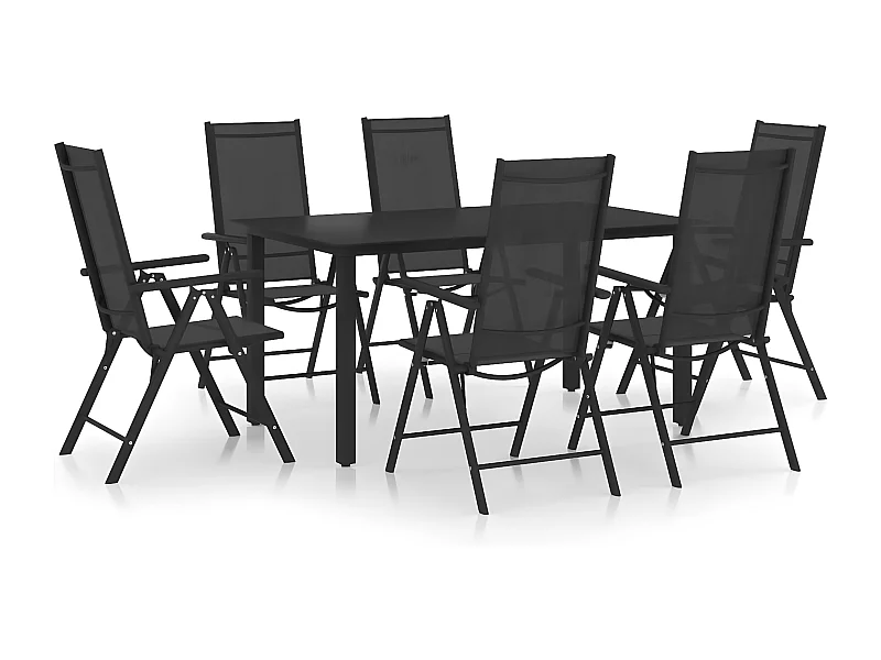 Ensemble de salle à manger de jardin 7 pcs Aluminium Noir 4