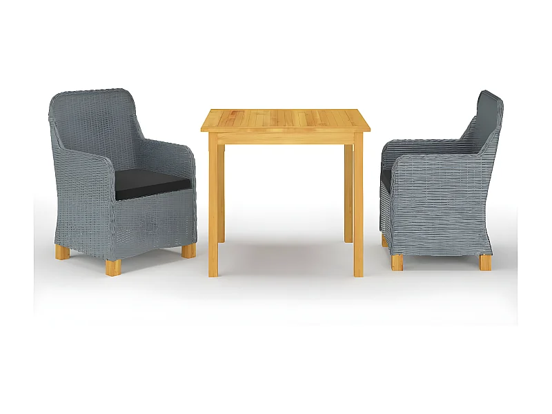 Ensemble de salle à manger de jardin 3 pcs Gris clair 2