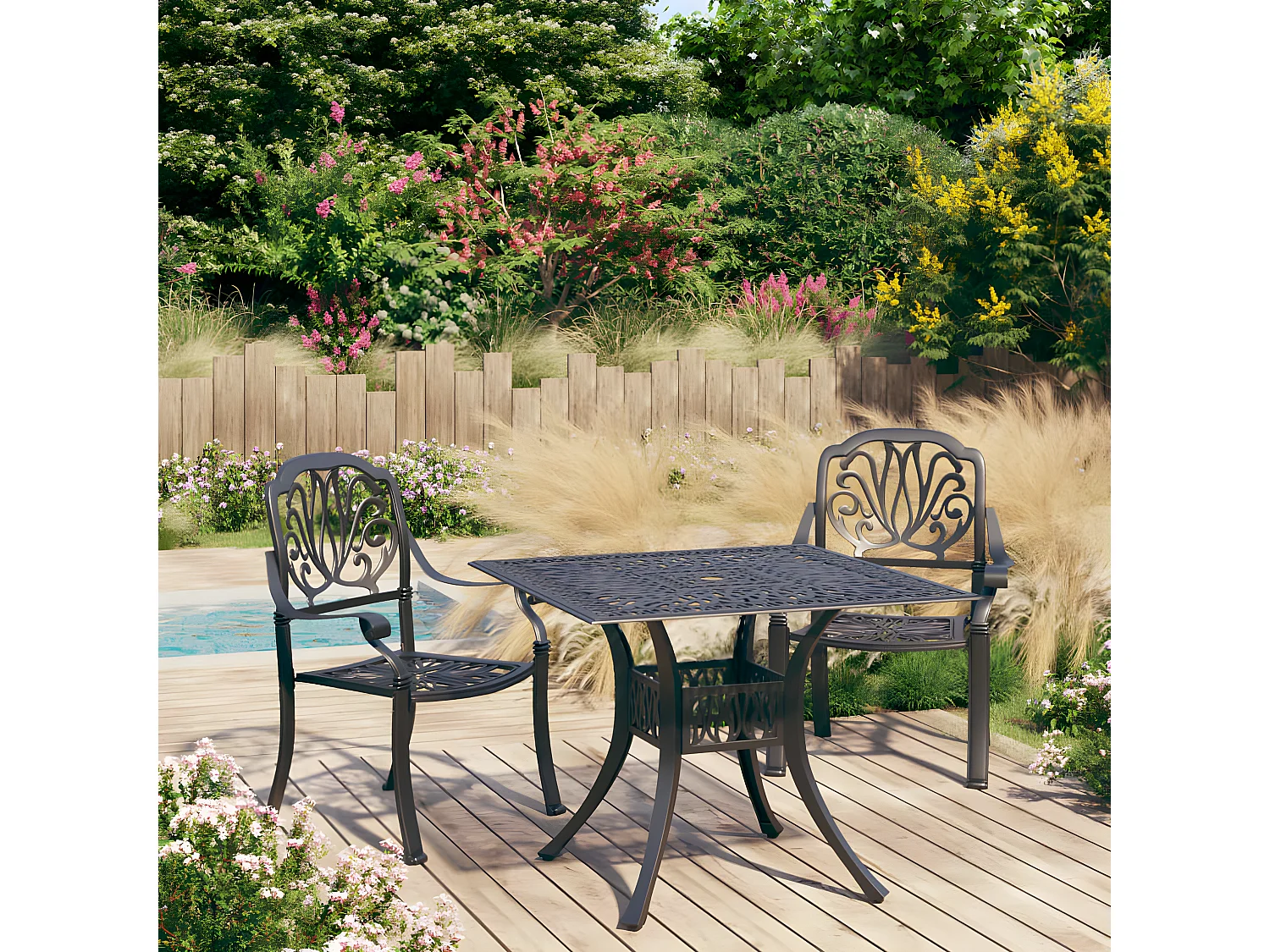 Ensemble de bistro 3 pcs Aluminium coulé Noir 4