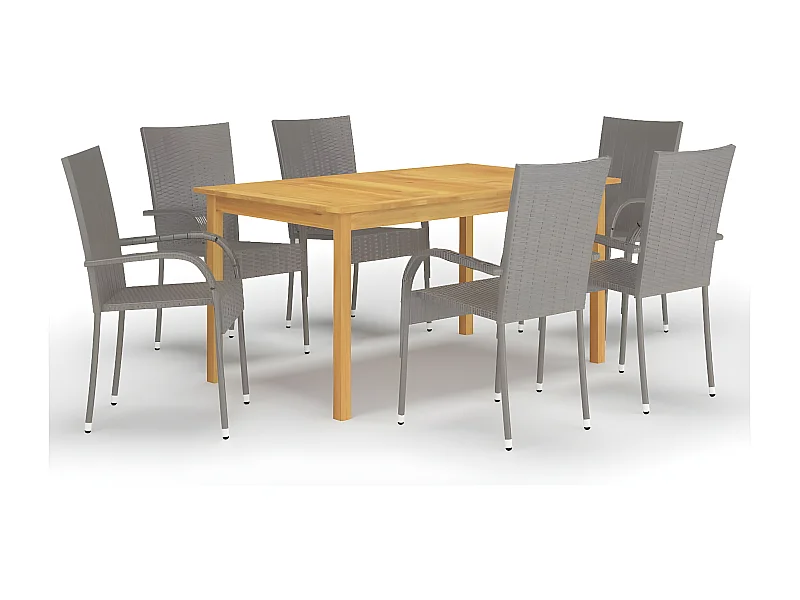 Ensemble de salle à manger de jardin 7 pcs Gris 11