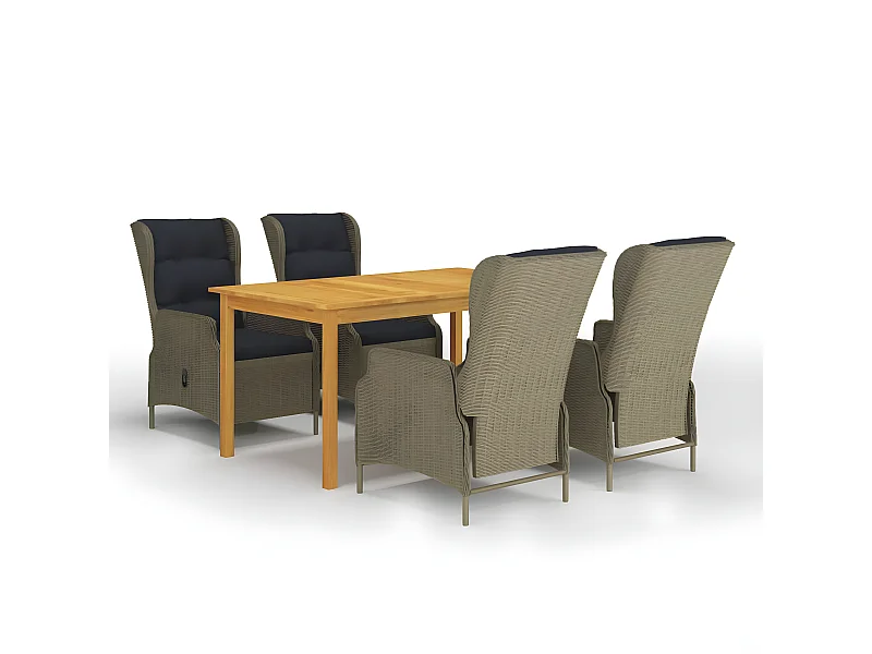 Ensemble de salle à manger de jardin 5 pcs Marron 26