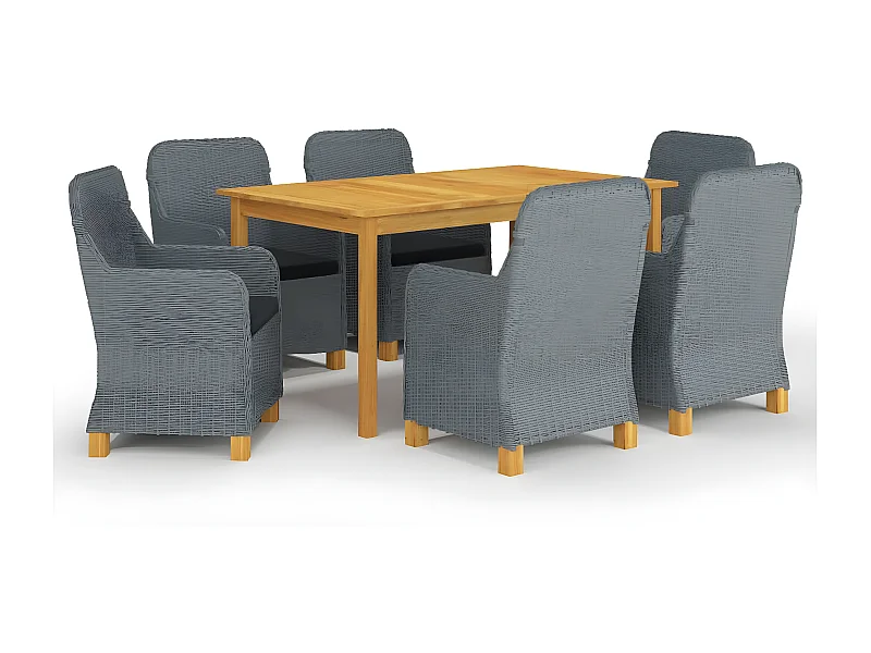 Ensemble de salle à manger de jardin 7 pcs Gris clair 8