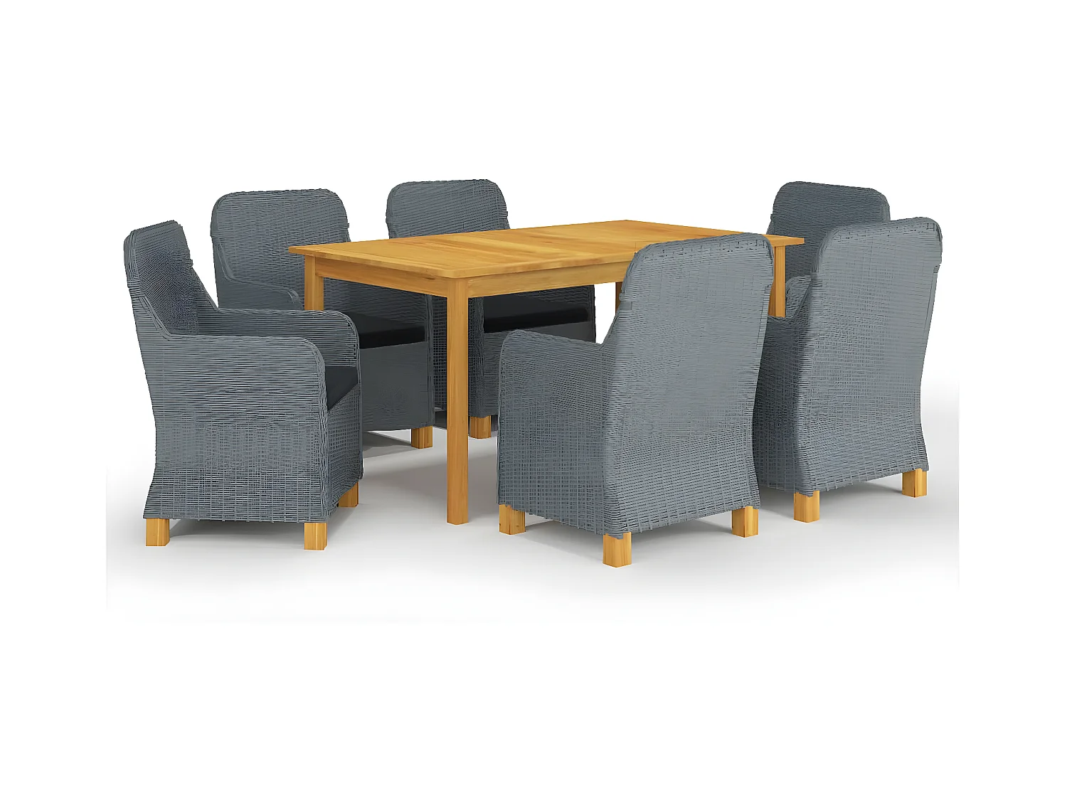 Ensemble de salle à manger de jardin 7 pcs Gris clair 8