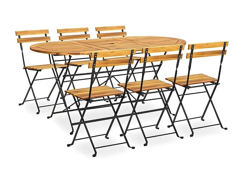 Mobilier à dîner d'extérieur pliable 7 pcs Bois d'acacia solide 2