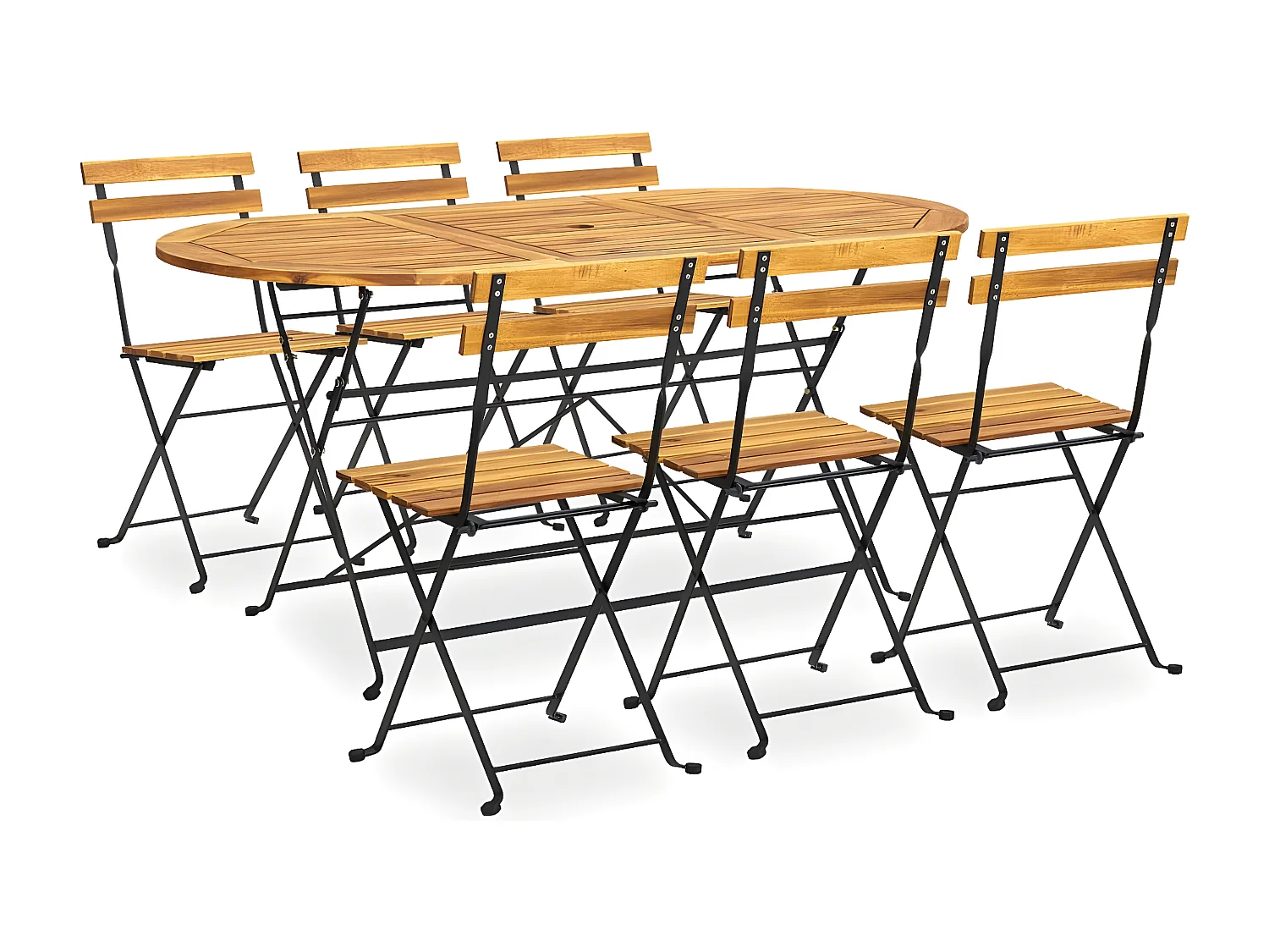 Mobilier à dîner d'extérieur pliable 7 pcs Bois d'acacia solide 2