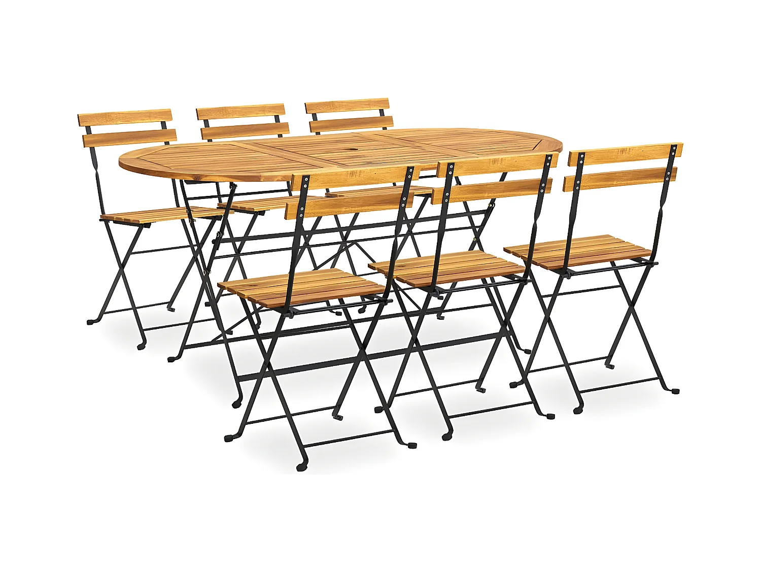 Mobilier à dîner d'extérieur pliable 7 pcs Bois d'acacia solide 2