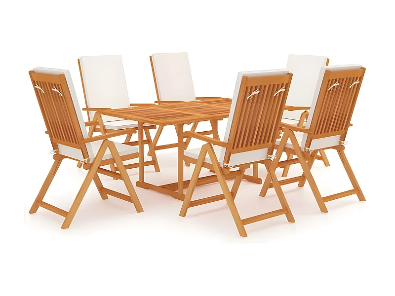 Salon de jardin 7 pcs avec coussins Bois de teck massif 3