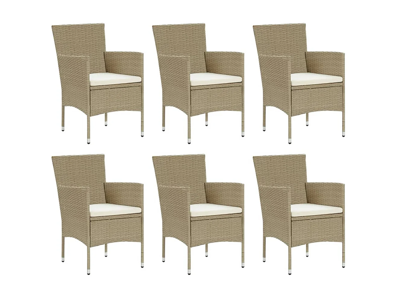 Meubles à dîner de jardin et coussins 7 pcs Poly rotin Beige 2