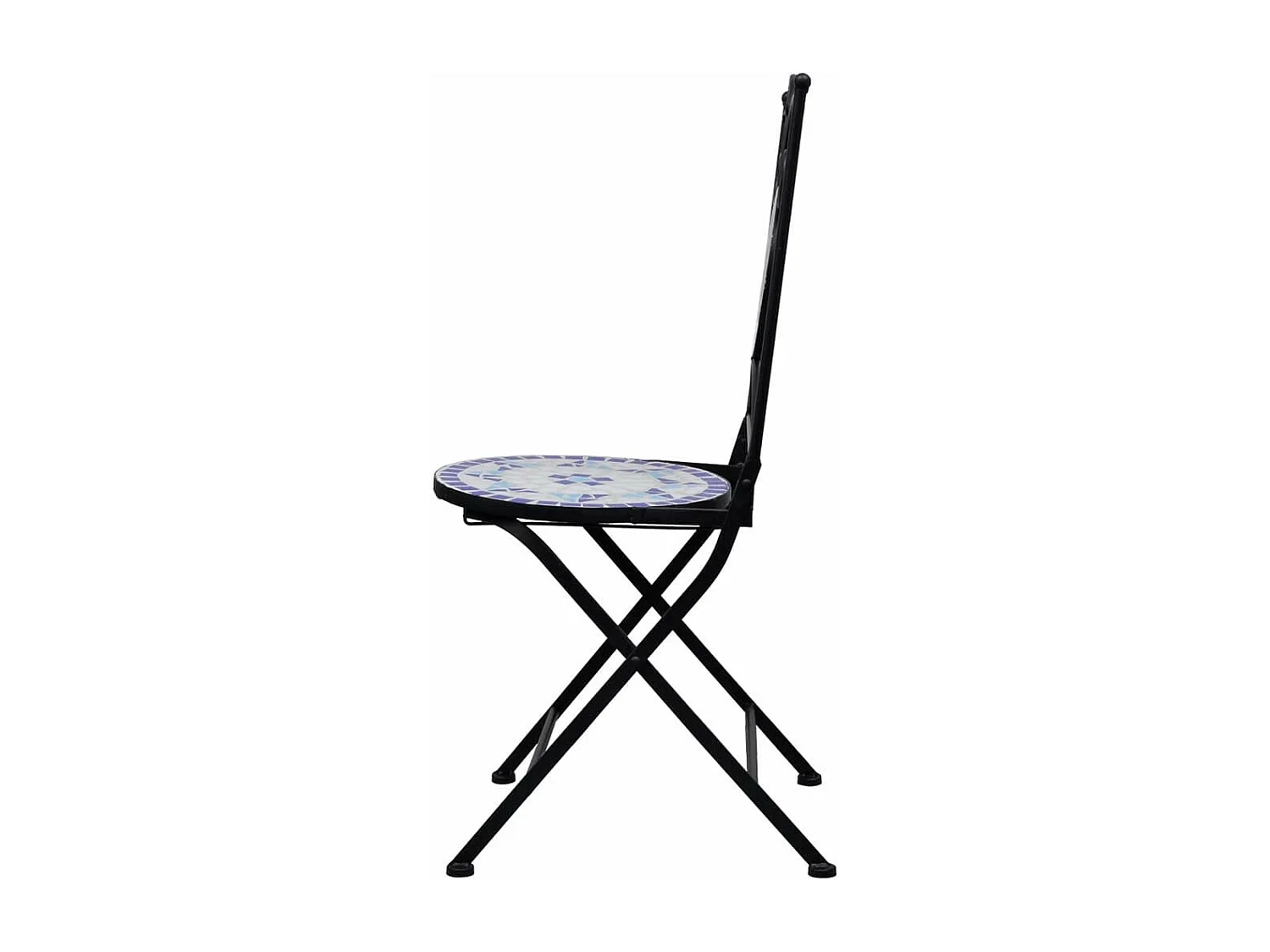 Mobilier de bistro 3 pcs mosaïque Carreau céramique Bleu Blanc