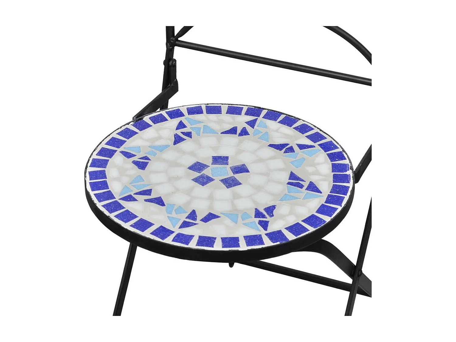 Mobilier de bistro 3 pcs mosaïque Carreau céramique Bleu Blanc