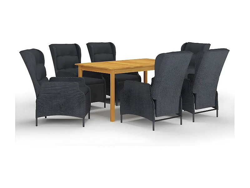 Ensemble de salle à manger de jardin 7 pcs Gris foncé 8