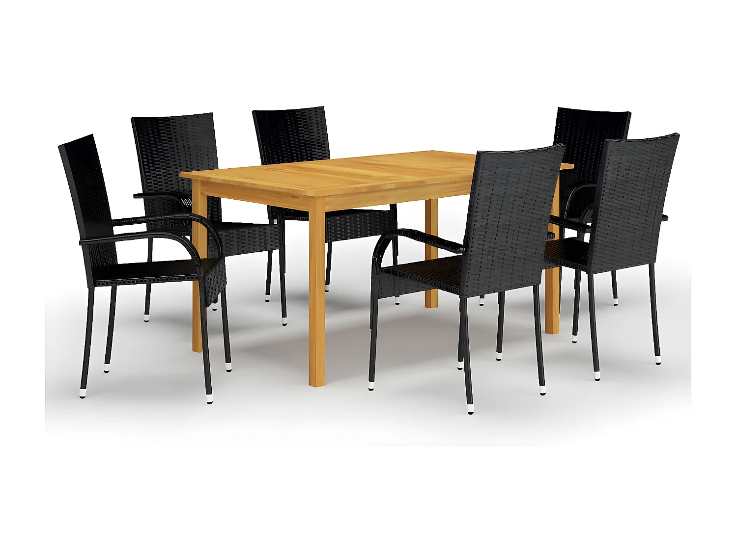 Ensemble de salle à manger de jardin 7 pcs Noir 56