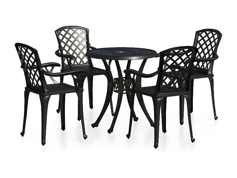 Ensemble de bistro 5 pcs Aluminium coulé Noir 5