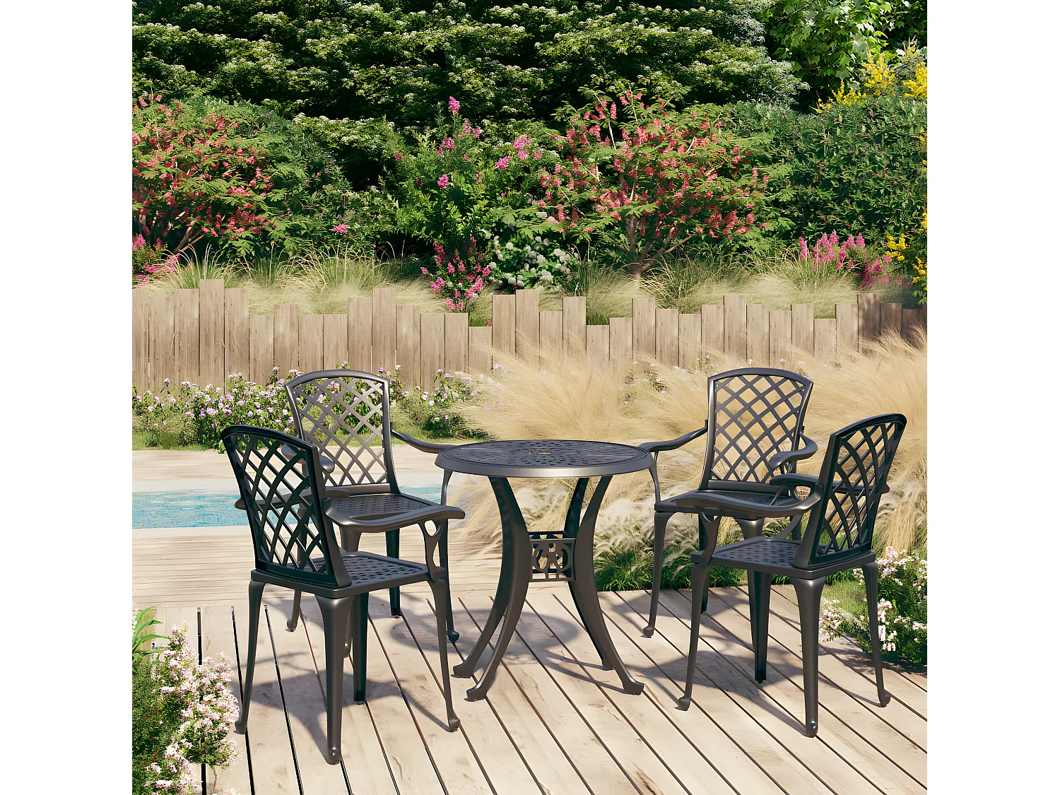 Ensemble de bistro 5 pcs Aluminium coulé Noir 5