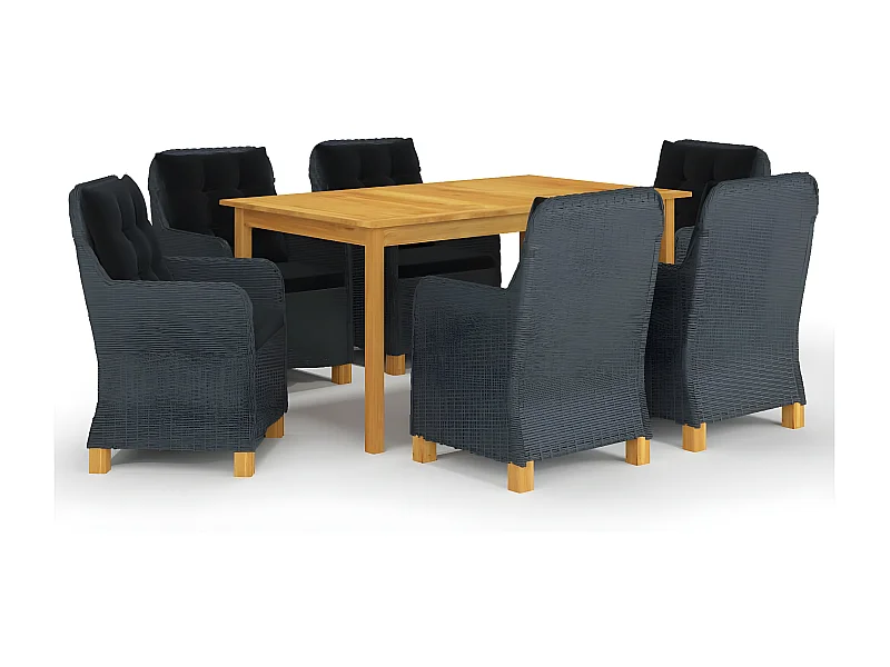 Ensemble de salle à manger de jardin 7 pcs Gris foncé 14