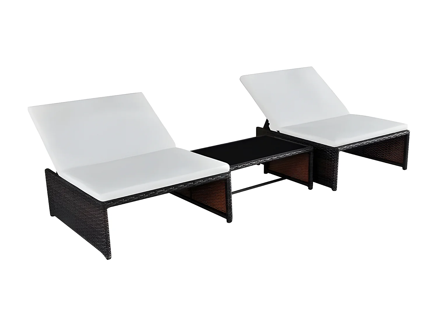 Set de 2 chaises et 1 table tissu blanc et résine marron Toani