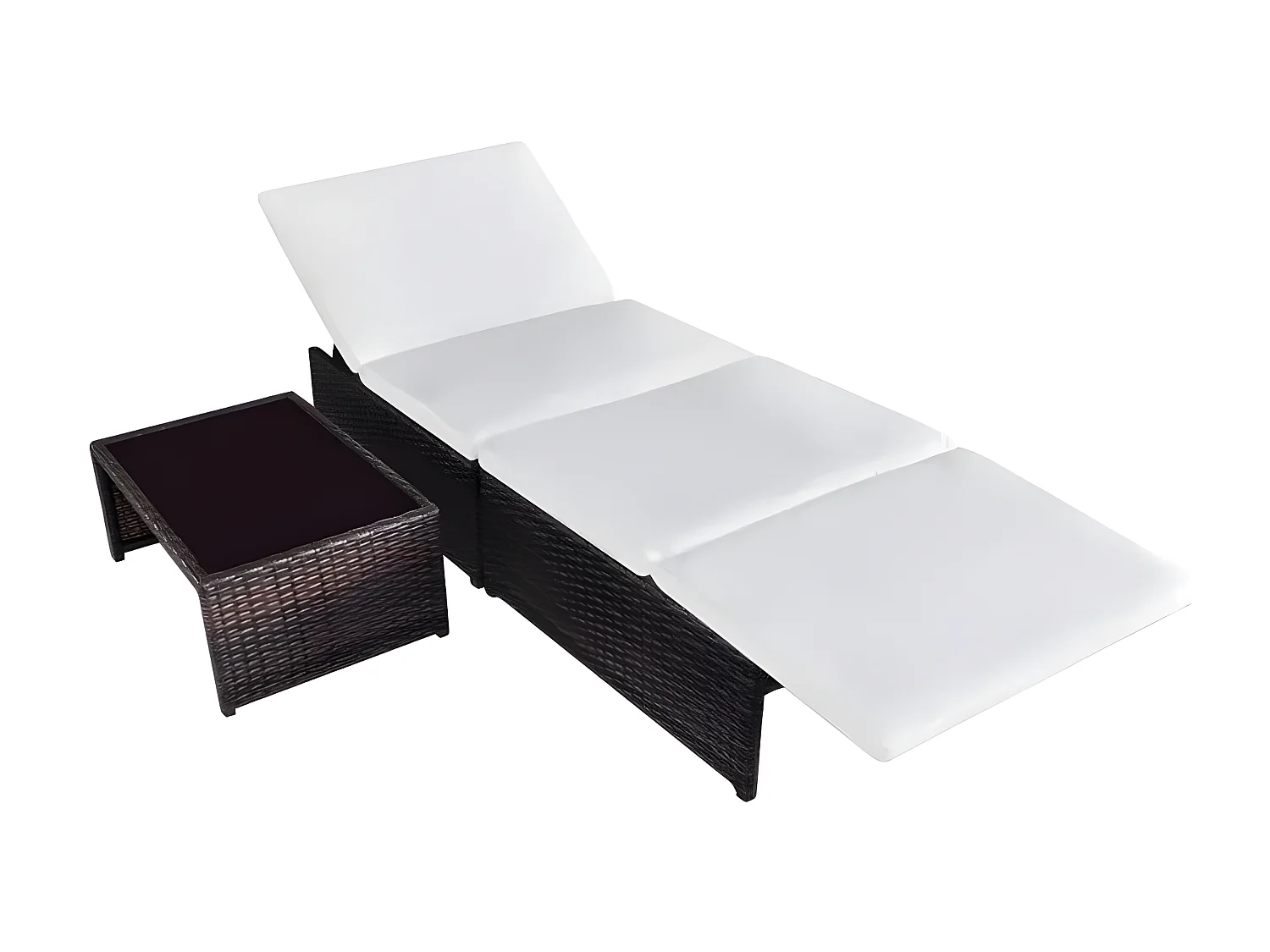 Set de 2 chaises et 1 table tissu blanc et résine marron Toani